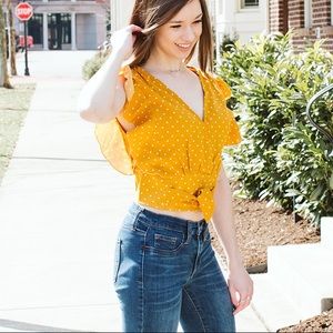 Yellow Polka Dot Crop Top